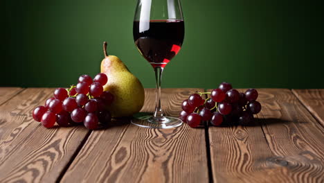 red wine with grapes and pear