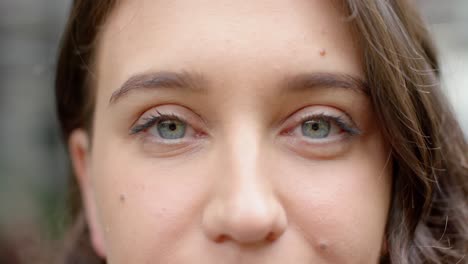 close up portrait of eyes of caucasian woman at office