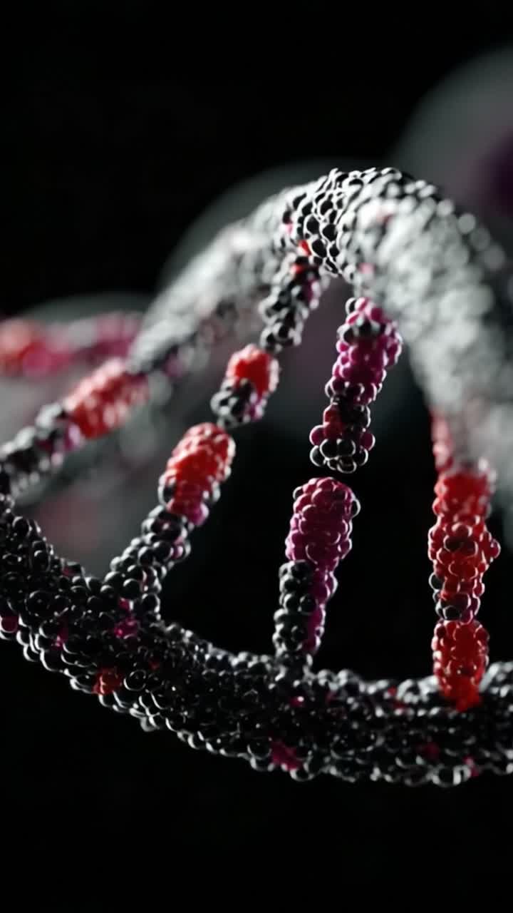 Captivating Close-Up of a Colorful DNA Helix Model Showcasing Molecular Structure and Genetic Complexity in Stunning Detail Against a Dark Background