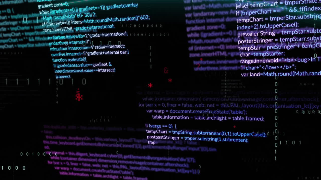 animación del procesamiento de datos sobre un fondo oscuro