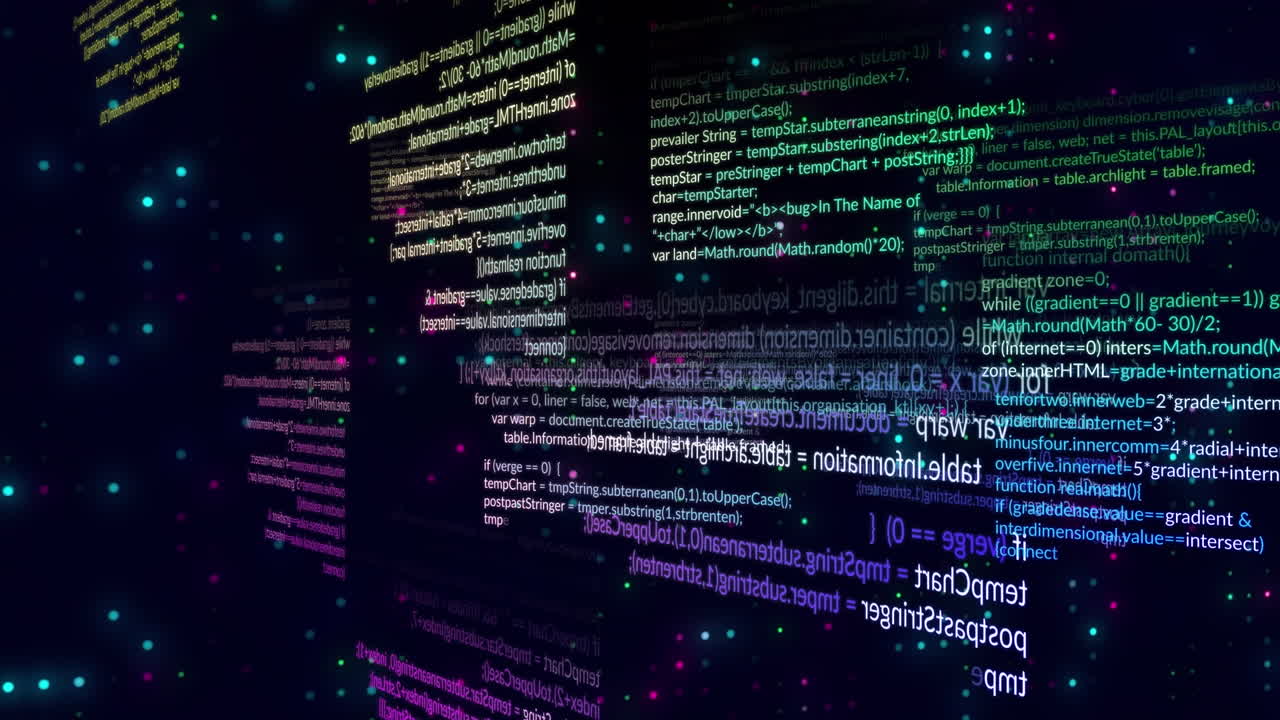 animación de puntos brillantes y procesamiento de datos