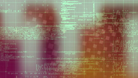 Animation of glowing data processing with markers over grid