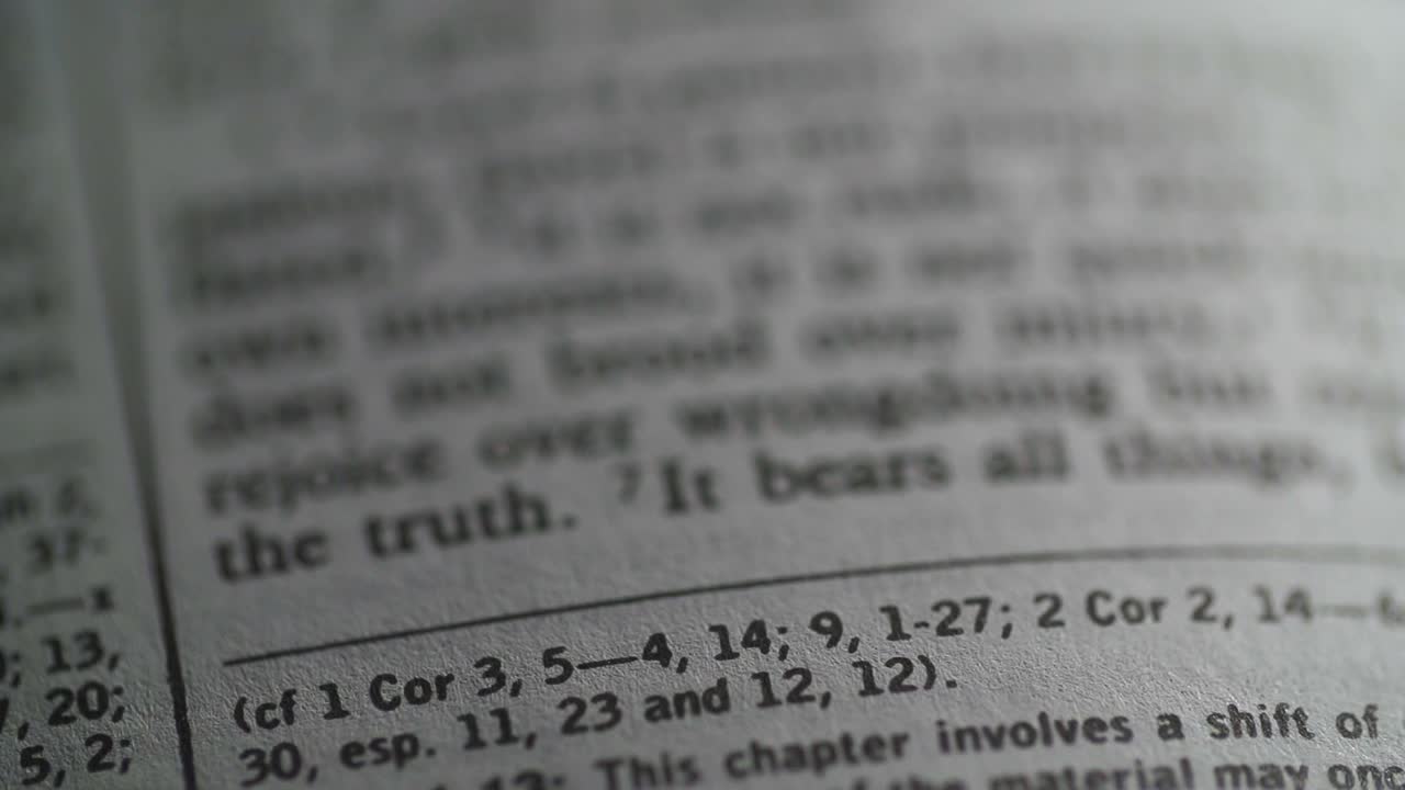 Macro shot a verse on a Bible