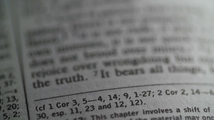 Macro shot a verse on a Bible