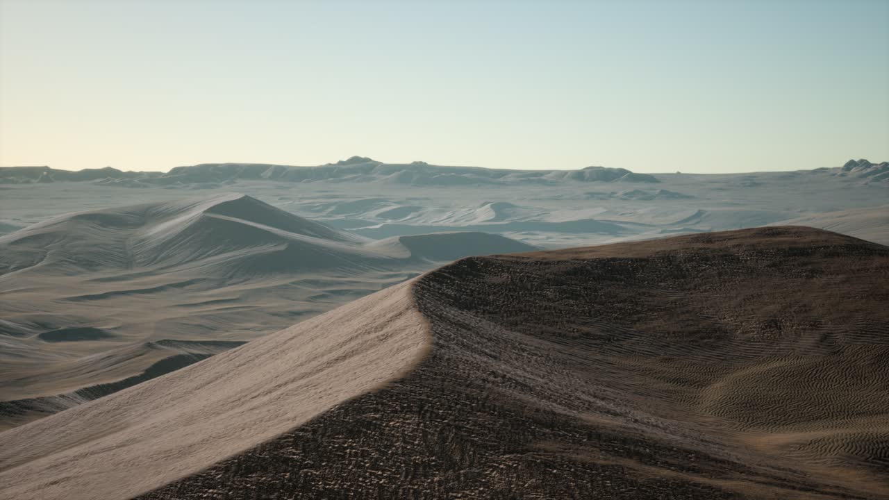 vista aérea de grandes dunas de arena en el desierto del sáhara al amanecer