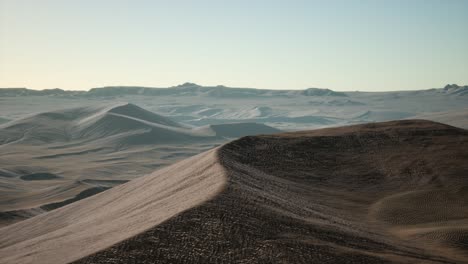 Aerial-view-on-big-sand-dunes-in-Sahara-desert-at-sunrise