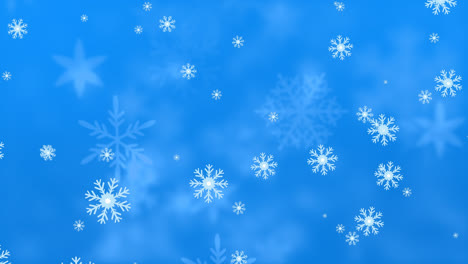 Animación-De-Copos-De-Nieve-Navideños-Cayendo-Sobre-Fondo-Azul