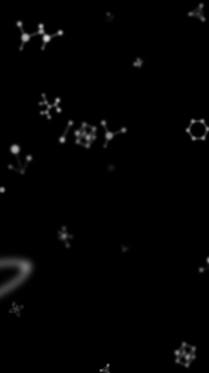 Increasing numbers on round red banner over molecular structures floating against black background