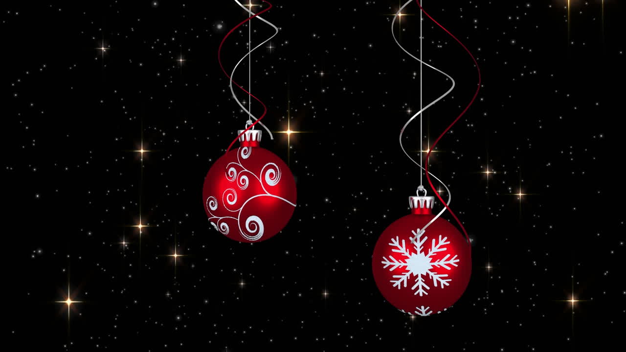 animación de burbujas de navidad sobre estrellas en fondo negro