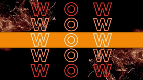 animación del texto wow sobre una onda en movimiento brillante