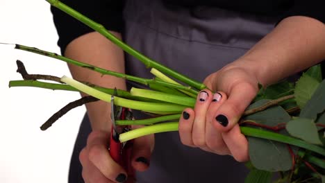 flower stem preparation for floral arrangement