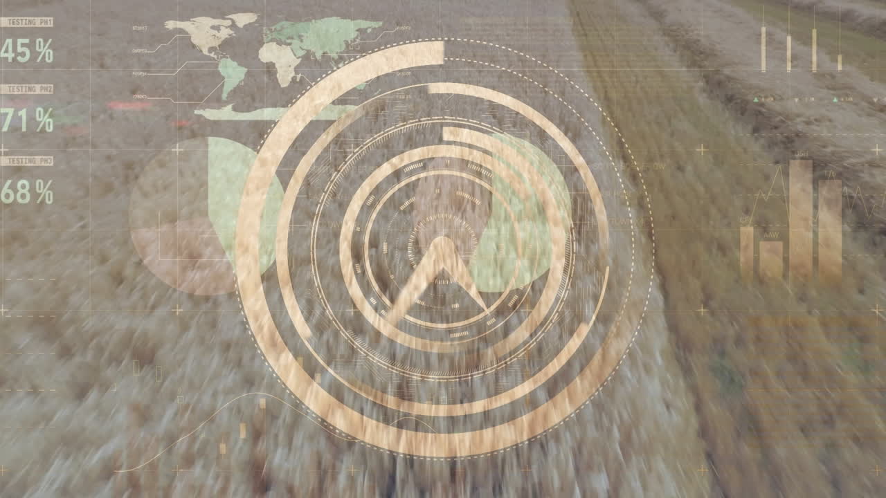 그래프와 밀 위로 움직이는 시계의 애니메이션