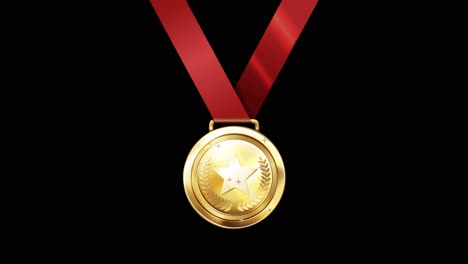 gold medal with red ribbon animation