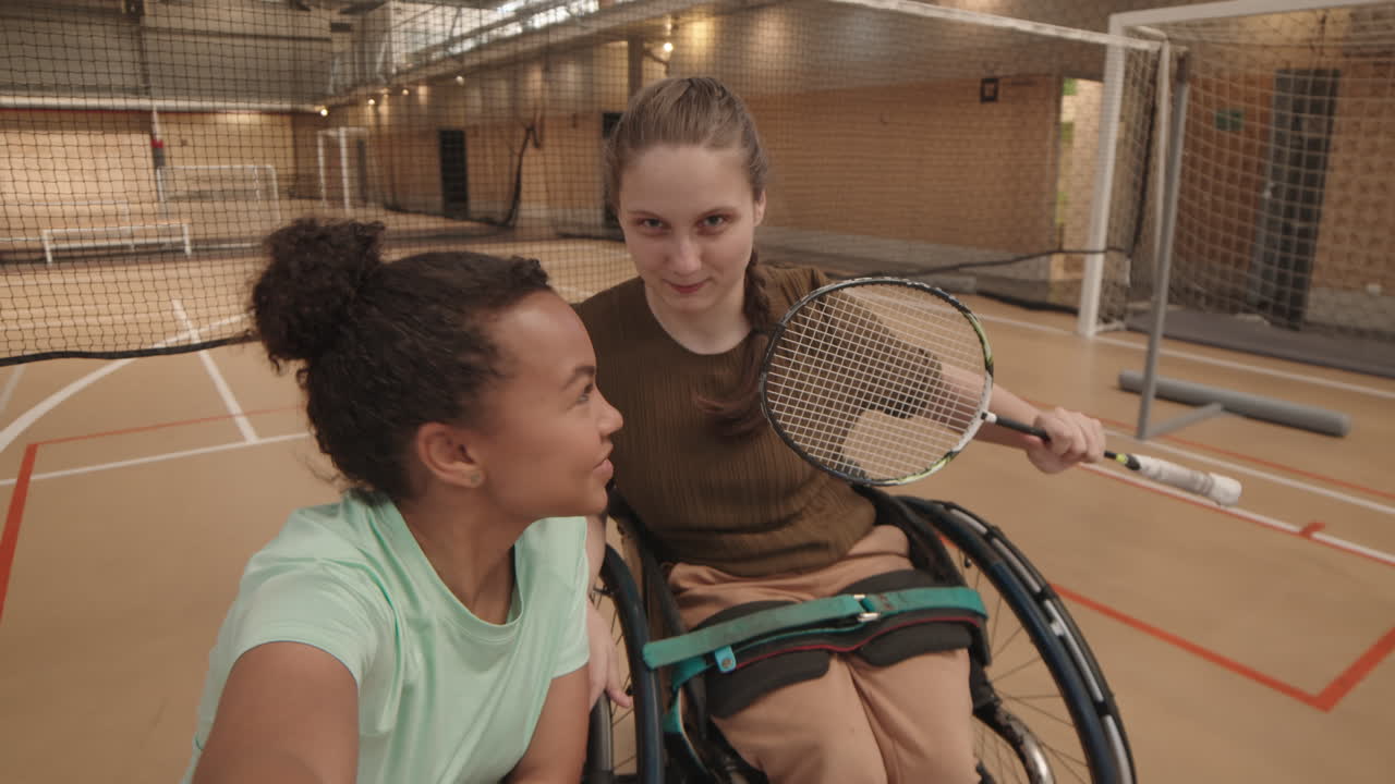 Diverse Athletes Filming Selfie