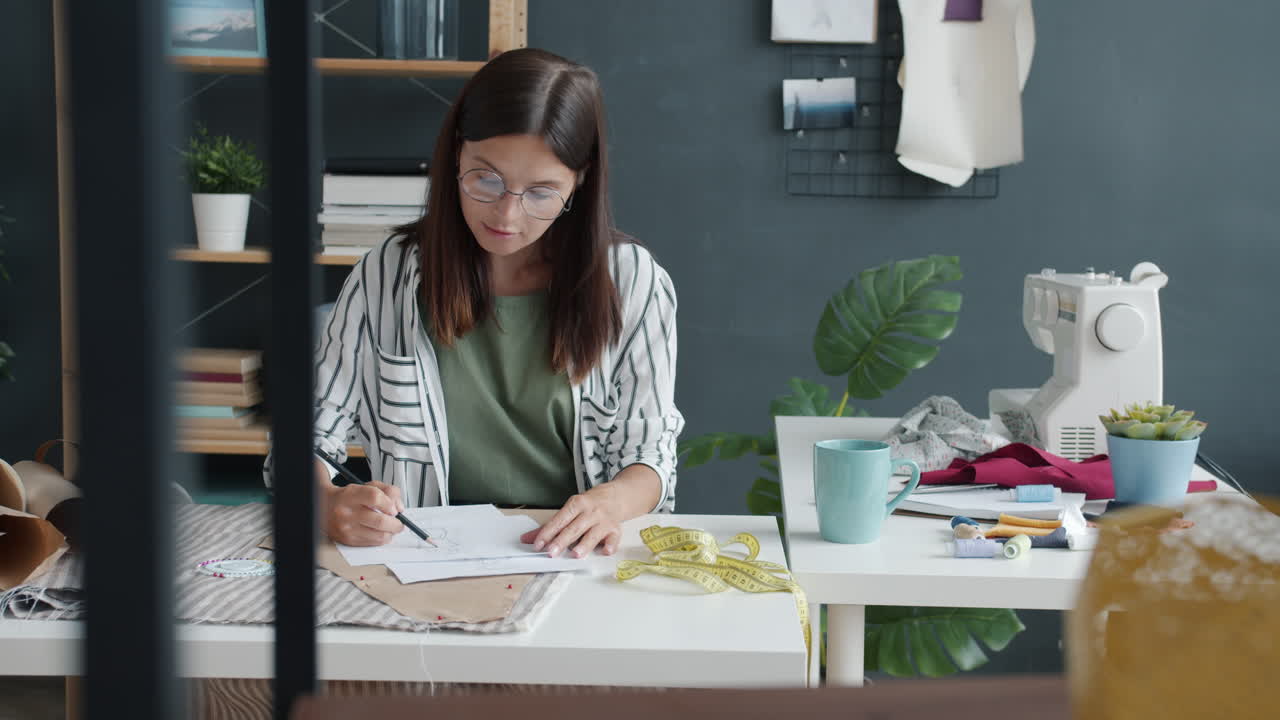 diseñador de moda que trabaja en estudio