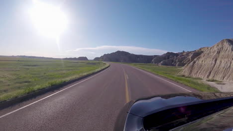 driving through badlands national park in south dakota