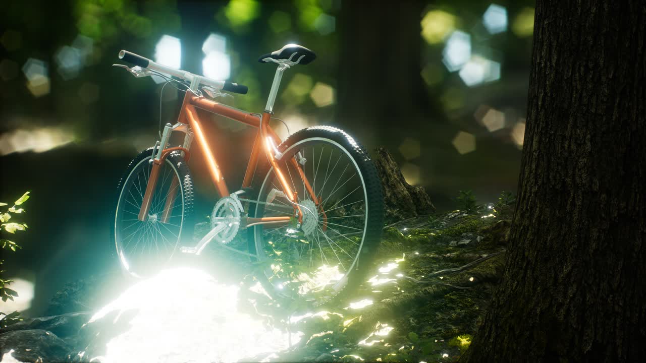 숲길 에 있는 산악 자전거