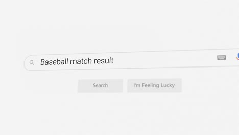 searching for baseball match result on internet browser