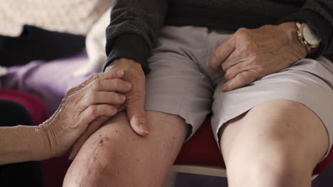 comforting touch on aging knee