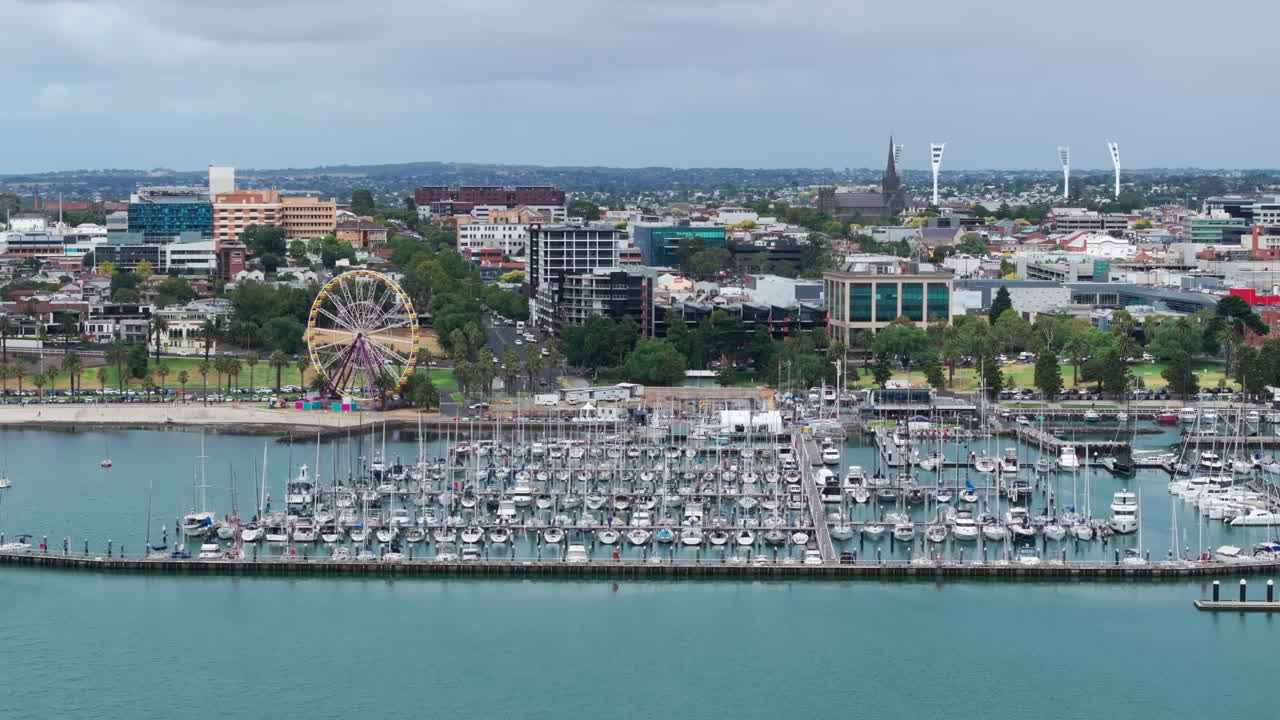 에어리얼 지롱 베이사이드 시티 오스트레일리아 (aerial geelong bayside city australia)
