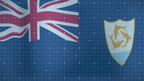 animación de puntos que se mueven sobre la bandera de anguila