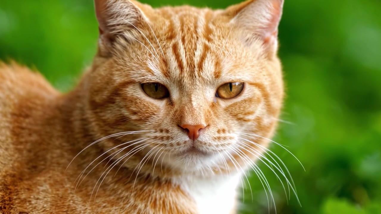 Bellissimo gatto rosso in un ambiente naturale: un primo piano e un profilo laterale di un felino amichevole circondato da una vegetazione lussureggiante, catturando l'essenza della giocosità e della curiosità.