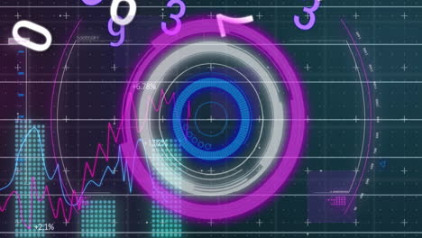 Animation-Von-Wechselnden-Zahlen-Vor-Neon-Rundscanner-Und-Statistischer-Datenverarbeitung