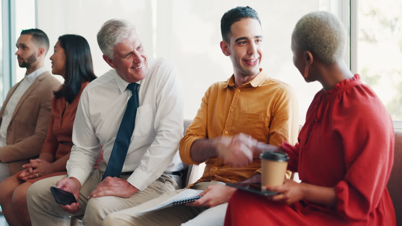 apretón de manos, entrevista y reclutamiento con un negro