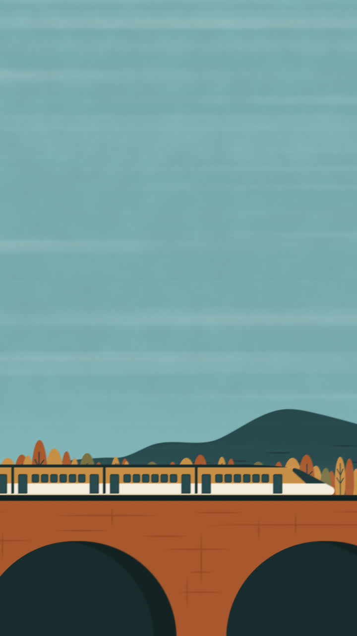 gráfico de movimiento de una pancarta horizontal de viaje en tren de diseño plano