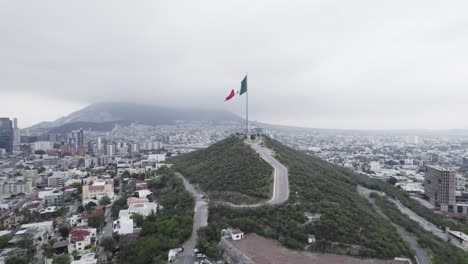 drone shoot at morning cloudy day at hasta bandera over obispado hill at monterrey city, mexico-6