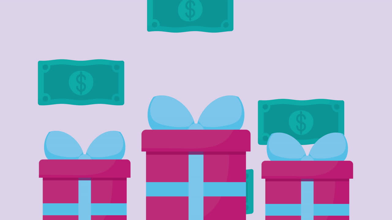 regalos regalos y facturas dólares animación