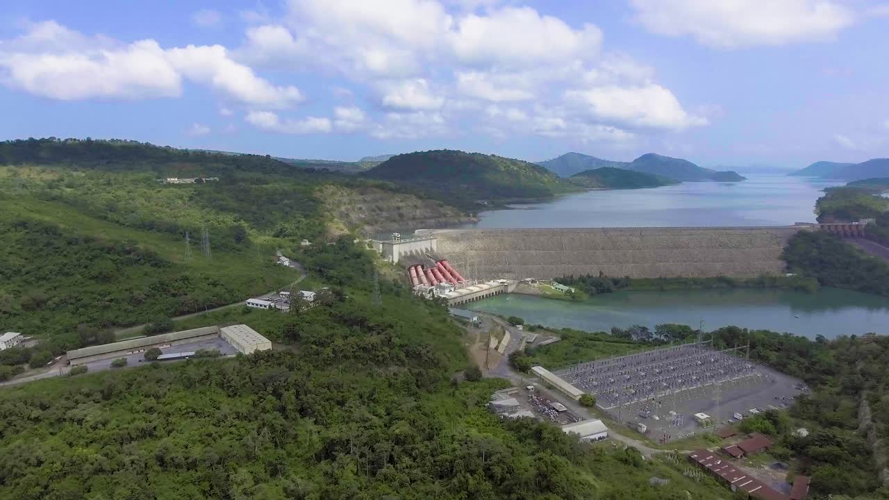 Aerial view of Akosombo Dam, Ghana