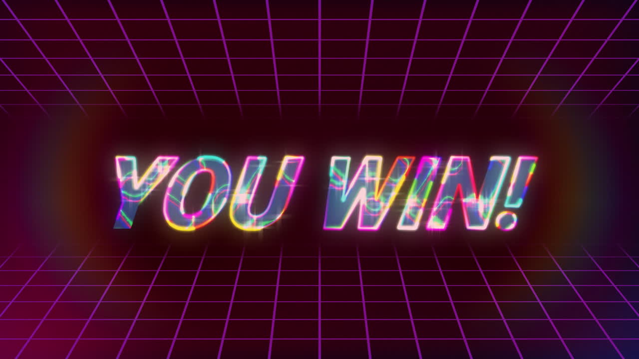 animación pantalla de videojuegos vintage con las palabras que gana escrito