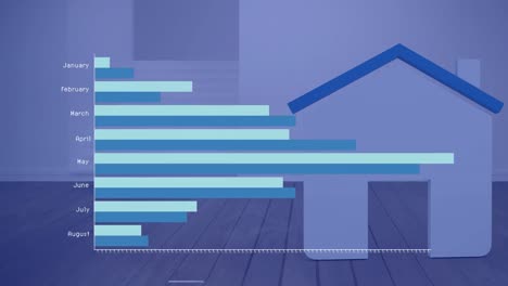 Animation-Von-Diagrammen-über-Haus-Und-Hausinnenraum