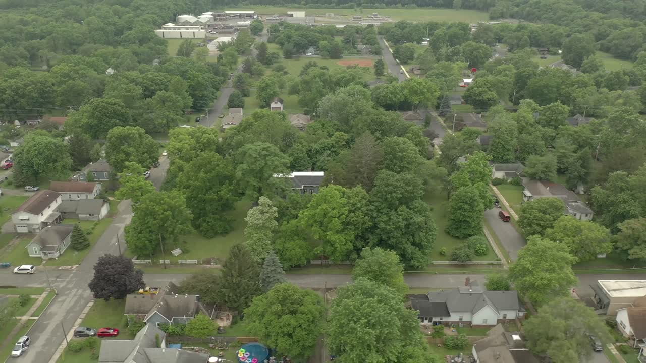 Small town houses drone clip 4
