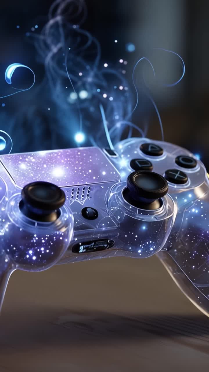 A Stunning Overview of a Futuristic, Illuminated Game Controller Surrounded by a Magical Aura of Light and Energy, Perfect for Gamers and Tech Enthusiasts