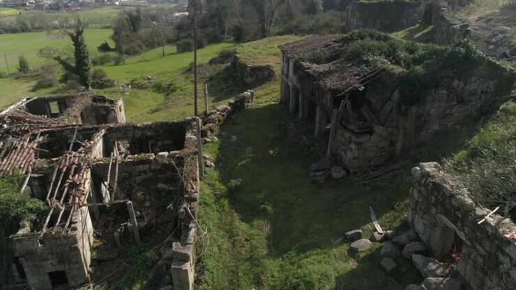Vista Aérea das casas destruídas.