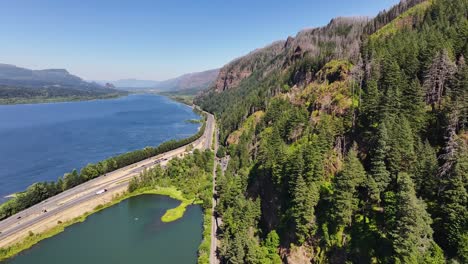 West-Coast-Epic-Aerial-of-Mountain-and-River