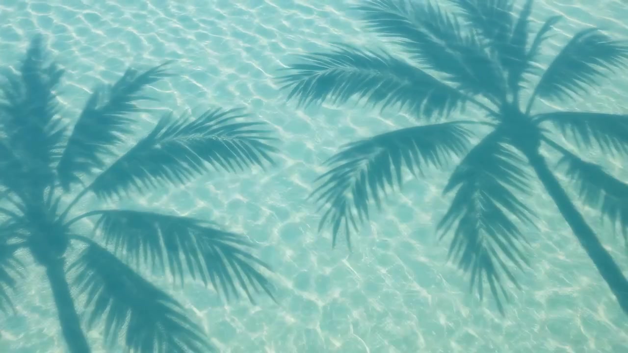 Palm Tree Shadows Cast on Shimmering Turquoise Water