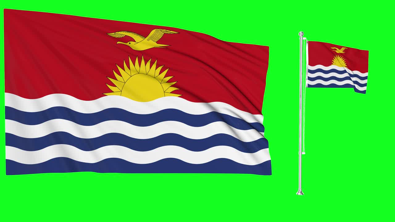 pantalla verde ondeando la bandera o el asta de la bandera de kiribati