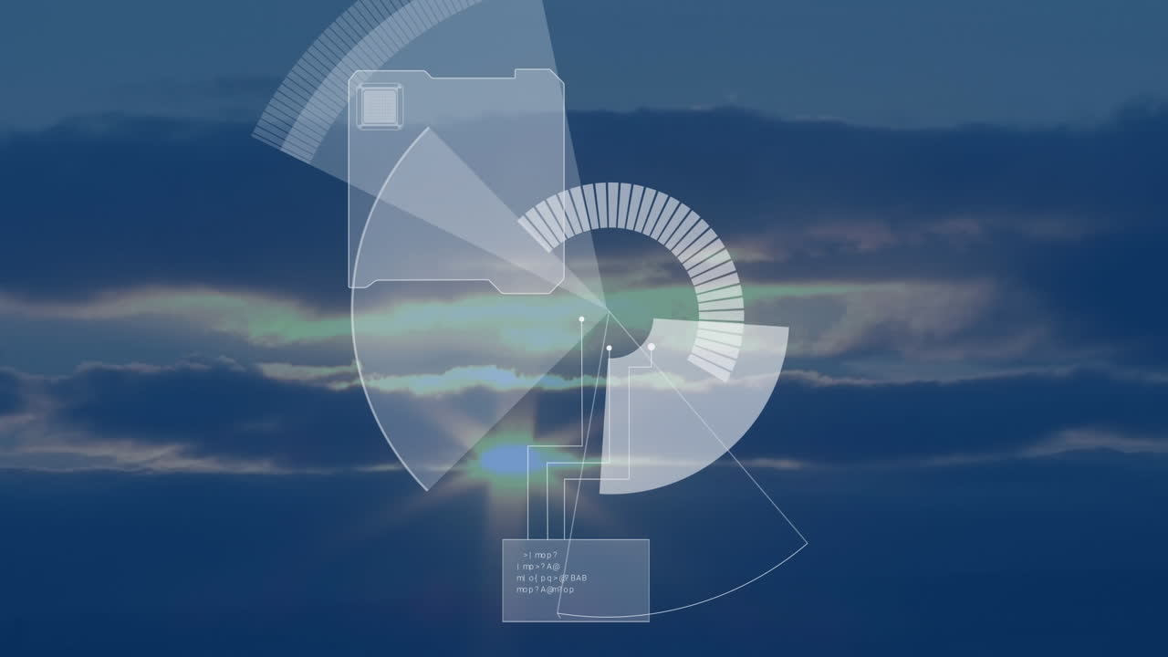 풍경에 대한 범위 스캐닝과 데이터 처리의 애니메이션