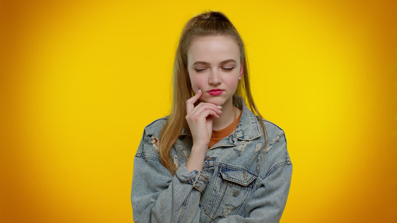 Inspired stylish girl make Eureka gesture came up with creative plan feels excited with good idea