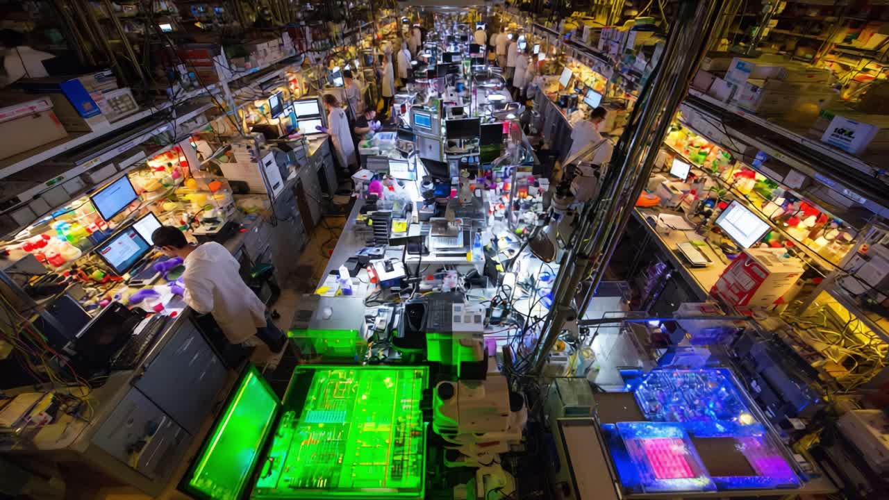 A Comprehensive Overview of a High-Tech Laboratory Environment, Showcasing Advanced Equipment and Researchers Engaged in Scientific Endeavors in a Dynamic Workspace