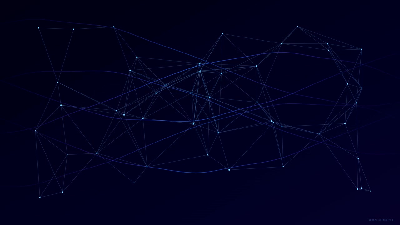 Abstract Digital Network Connection with Moving Nodes and Lines
