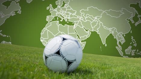 animation of moving world map over football ball