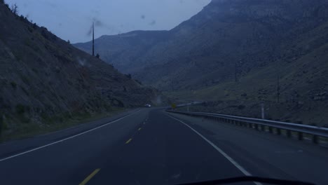 night time view of the highway valley in the mountains of the western half of wyoming