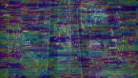 animación de la pantalla con alcance sobre el tráfico vial ocupado en rayas en un bucle sin costuras