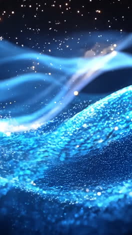 the image is a blue and white gradient with a lot of sparkles. the blue and white gradient gives the impression of a wave, and the sparkles add a sense of movement and energy to the scene