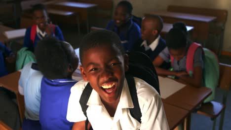 portrait of a young schoolboy smiling 4k