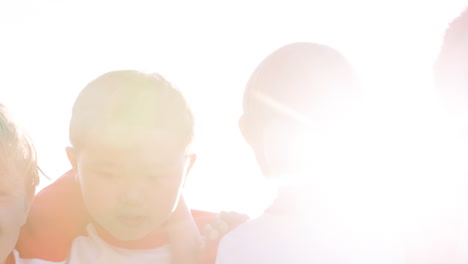 portrait of boys sports team and coach shot in slow motion